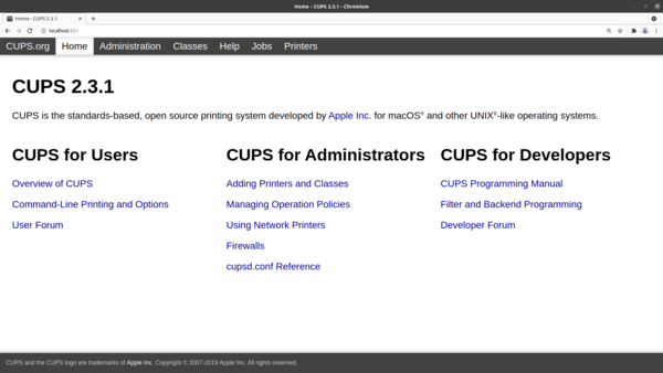 CUPS web server